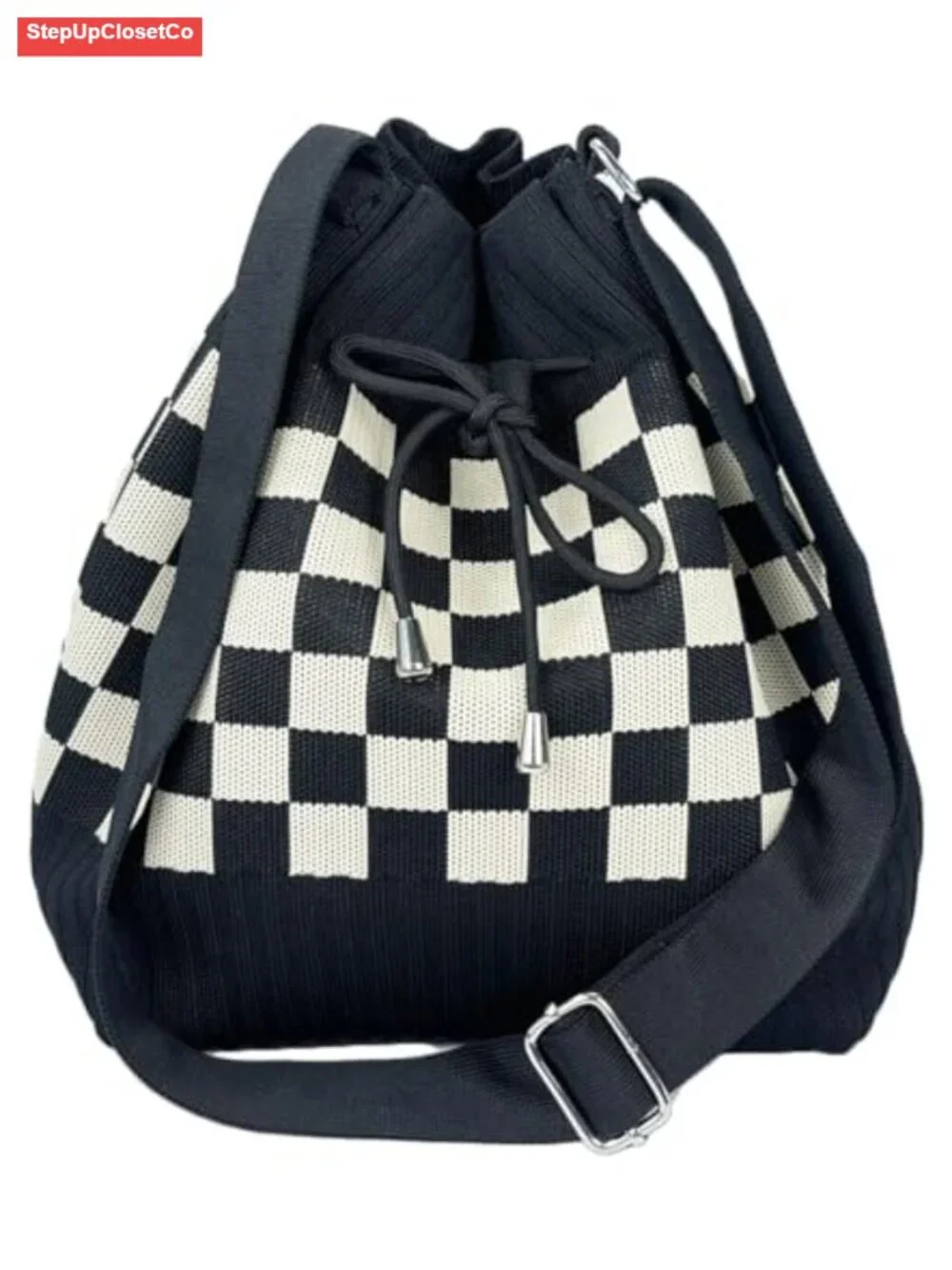 Knit Bucket Bag Women Crochet Shoulder Crossbody Purse Summer Beach Handbag